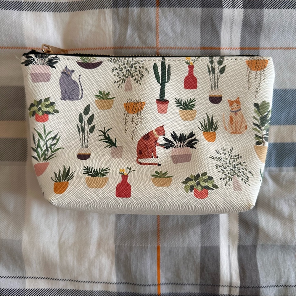 NEW studio oh cats and plants zippered pouch / cosmetics bag